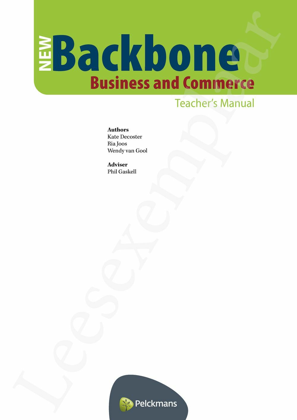 Preview: New Backbone Business and Commerce Teacher's Manual (incl. Pelckmans Portaal)