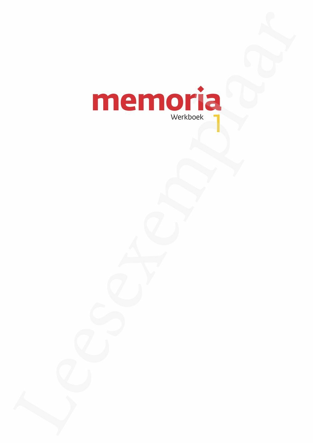 Preview: Memoria 1 Werkboek (incl. Pelckmans Portaal)