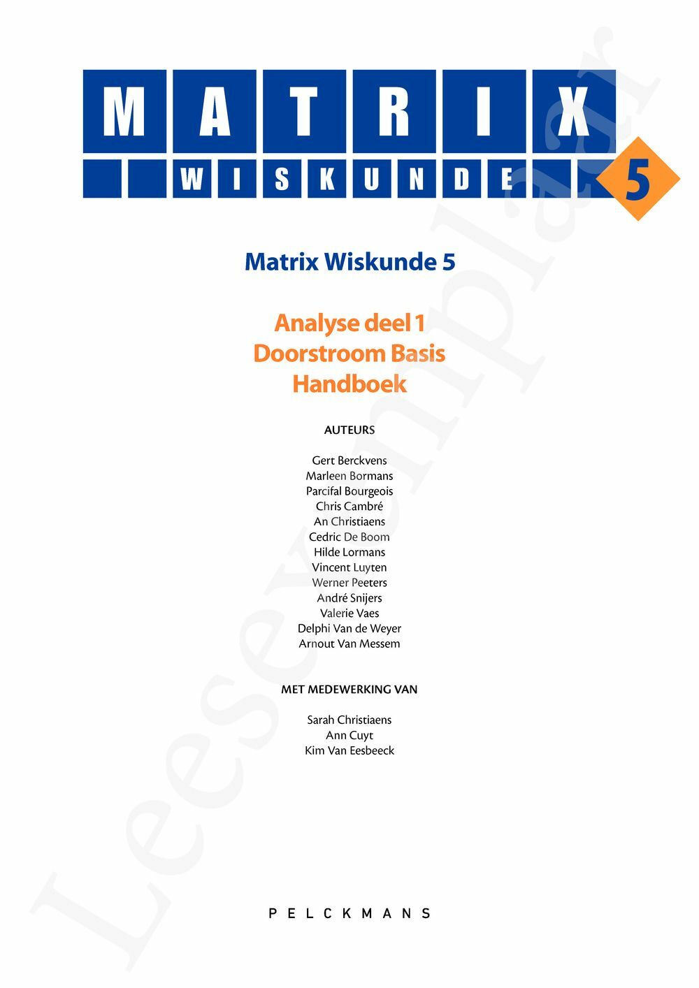 Preview: Matrix Wiskunde 5 Analyse deel 1 Doorstroom Basis Handboek (incl. Pelckmans Portaal)