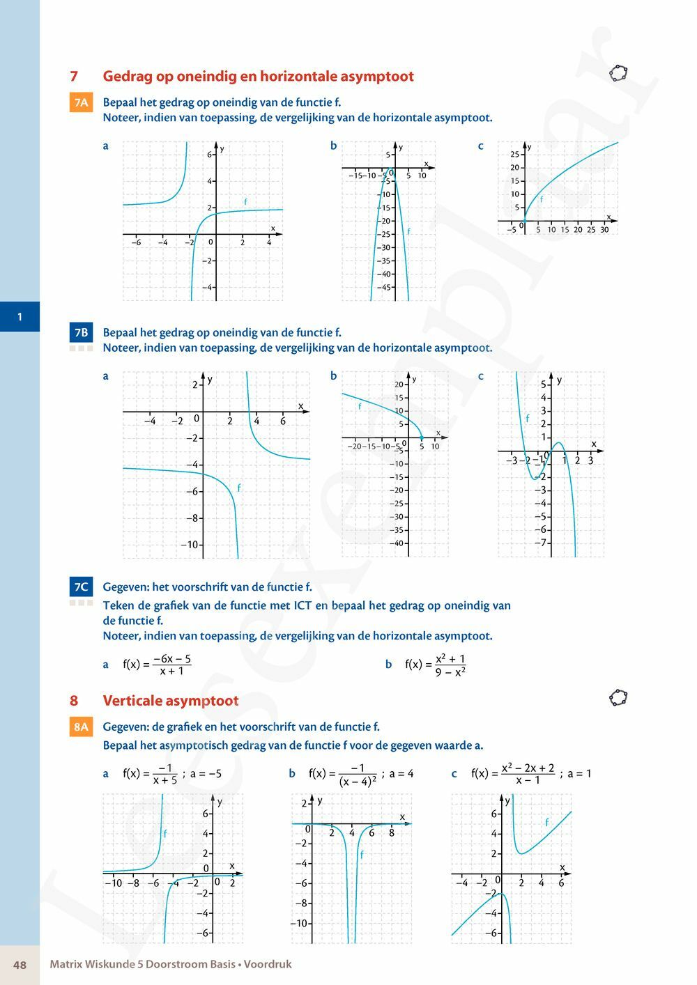 Preview: Matrix Wiskunde 5 Analyse deel 1 Doorstroom Basis Handboek (incl. Pelckmans Portaal)