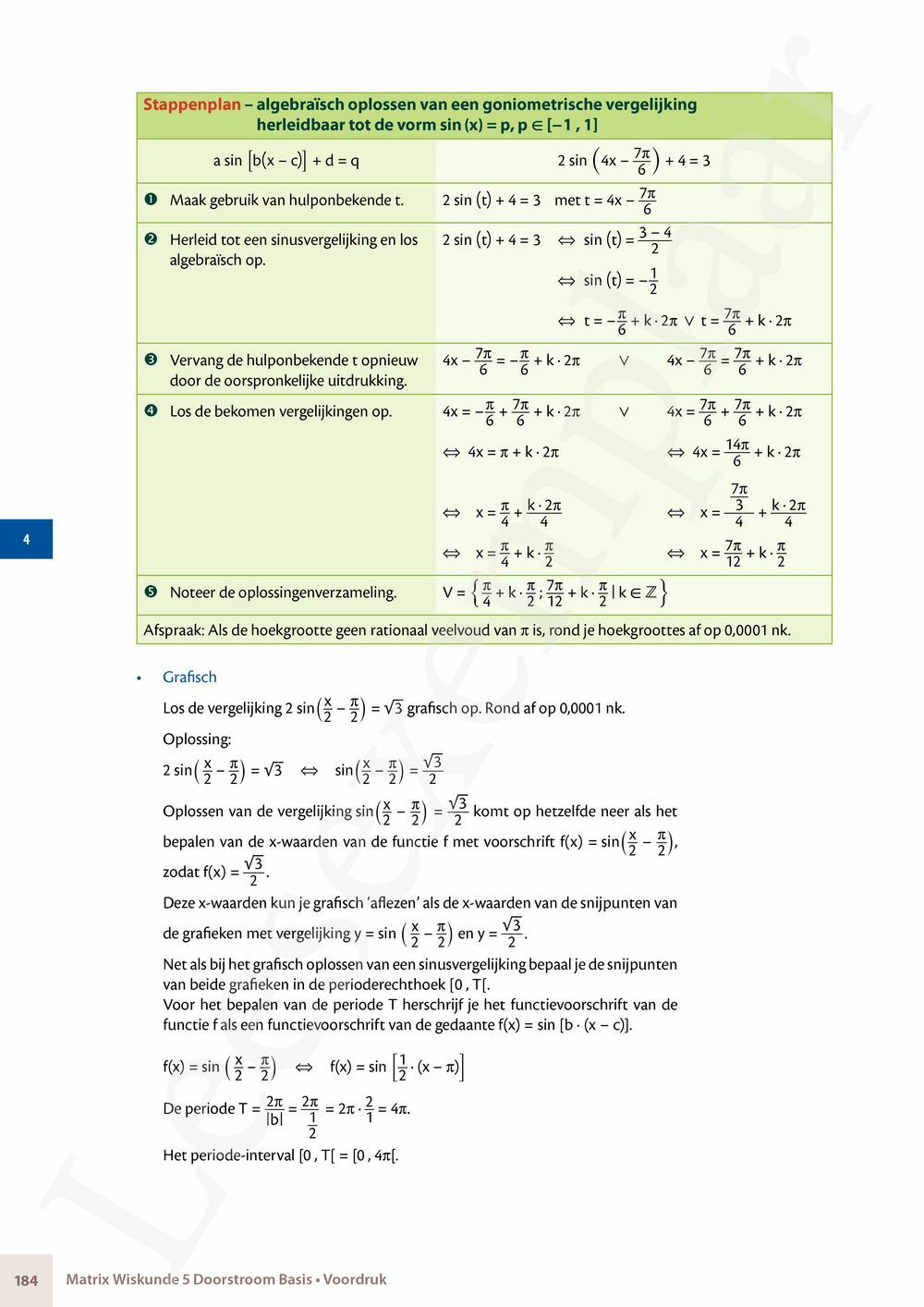 Preview: Matrix Wiskunde 5 Analyse deel 1 Doorstroom Basis Handboek (incl. Pelckmans Portaal)