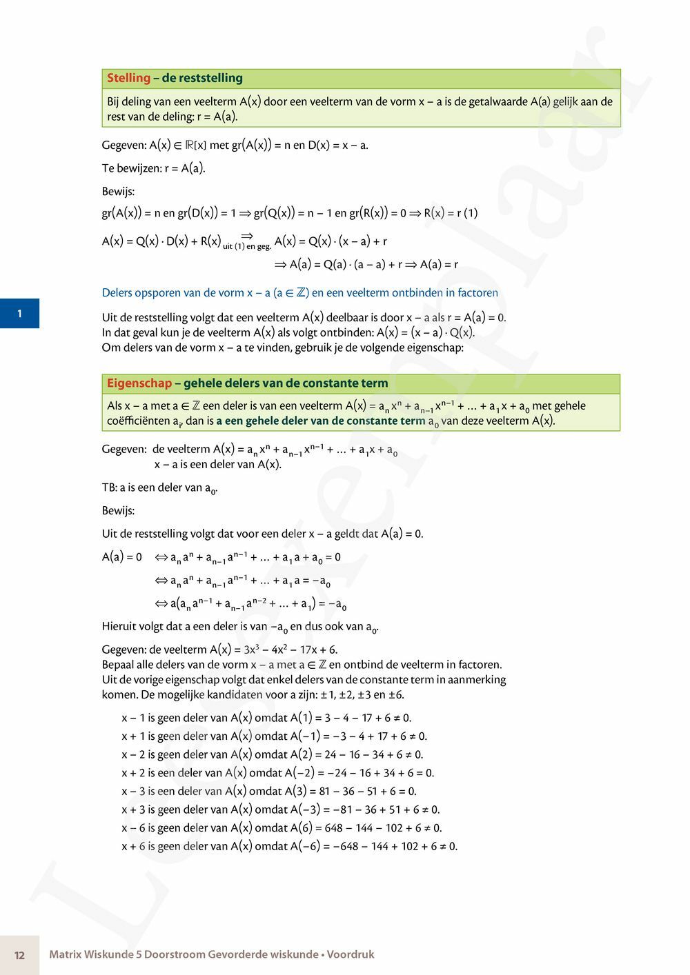 Preview: Matrix Wiskunde 5 Logica, groepentheorie, complexe getallen Doorstroom Gevorderde wiskunde Handboek (incl. Pelckmans Portaal)