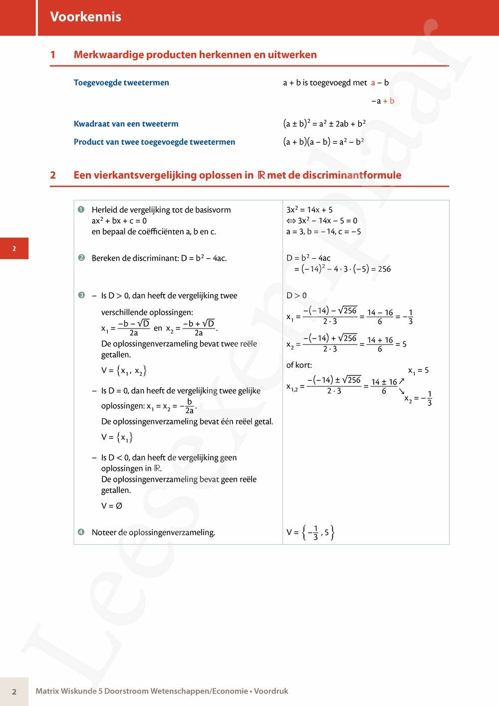 Preview: Matrix Wiskunde 5 Analyse deel 1: functieonderzoek Doorstroom Wetenschappen, Doorstroom Economie Handboek (incl. Pelckmans Portaal)