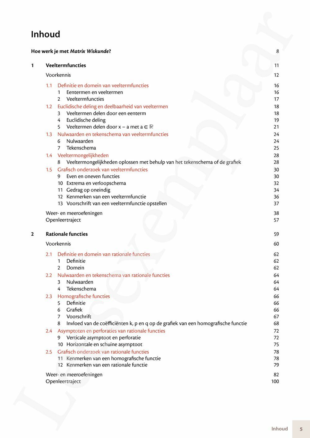 Preview: Matrix Wiskunde 5 Analyse deel 1: functieonderzoek Doorstroom Wetenschappen, Doorstroom Economie Handboek (incl. Pelckmans Portaal)