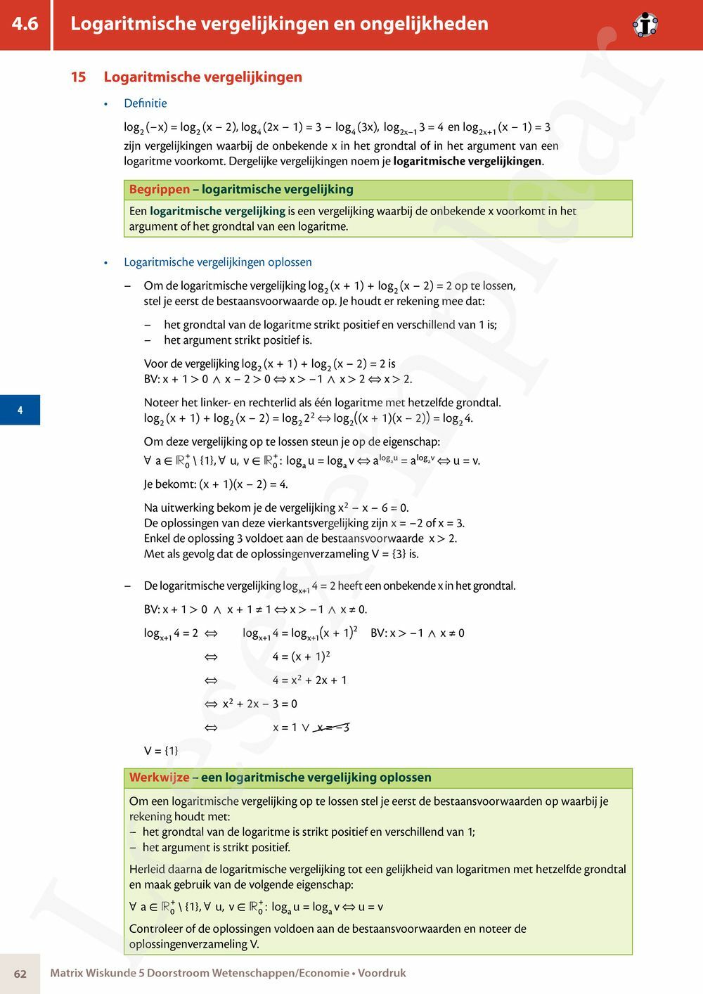 Preview: Matrix Wiskunde 5 Analyse deel 1: functieonderzoek Doorstroom Wetenschappen, Doorstroom Economie Handboek (incl. Pelckmans Portaal)