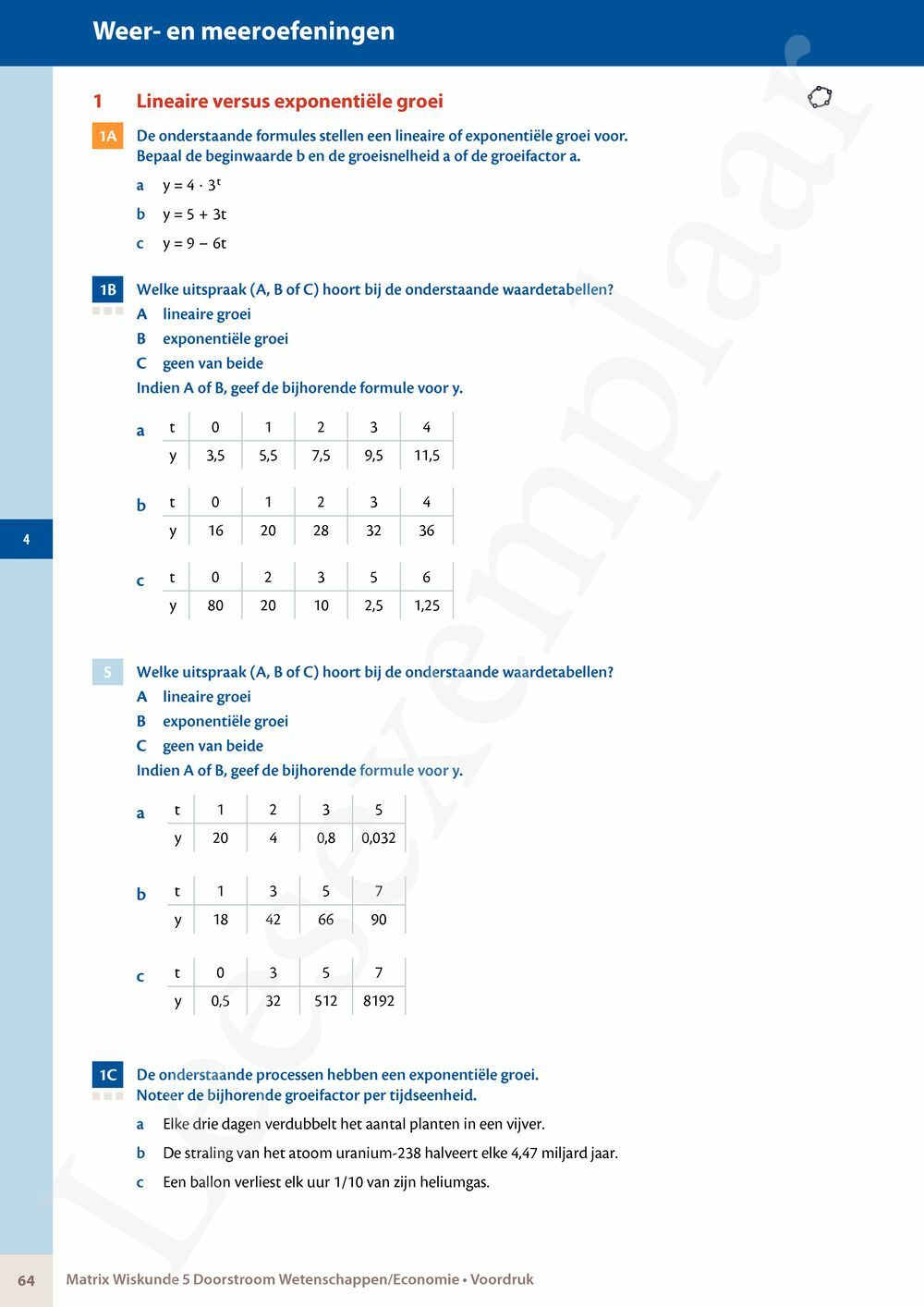 Preview: Matrix Wiskunde 5 Analyse deel 1: functieonderzoek Doorstroom Wetenschappen, Doorstroom Economie Handboek (incl. Pelckmans Portaal)