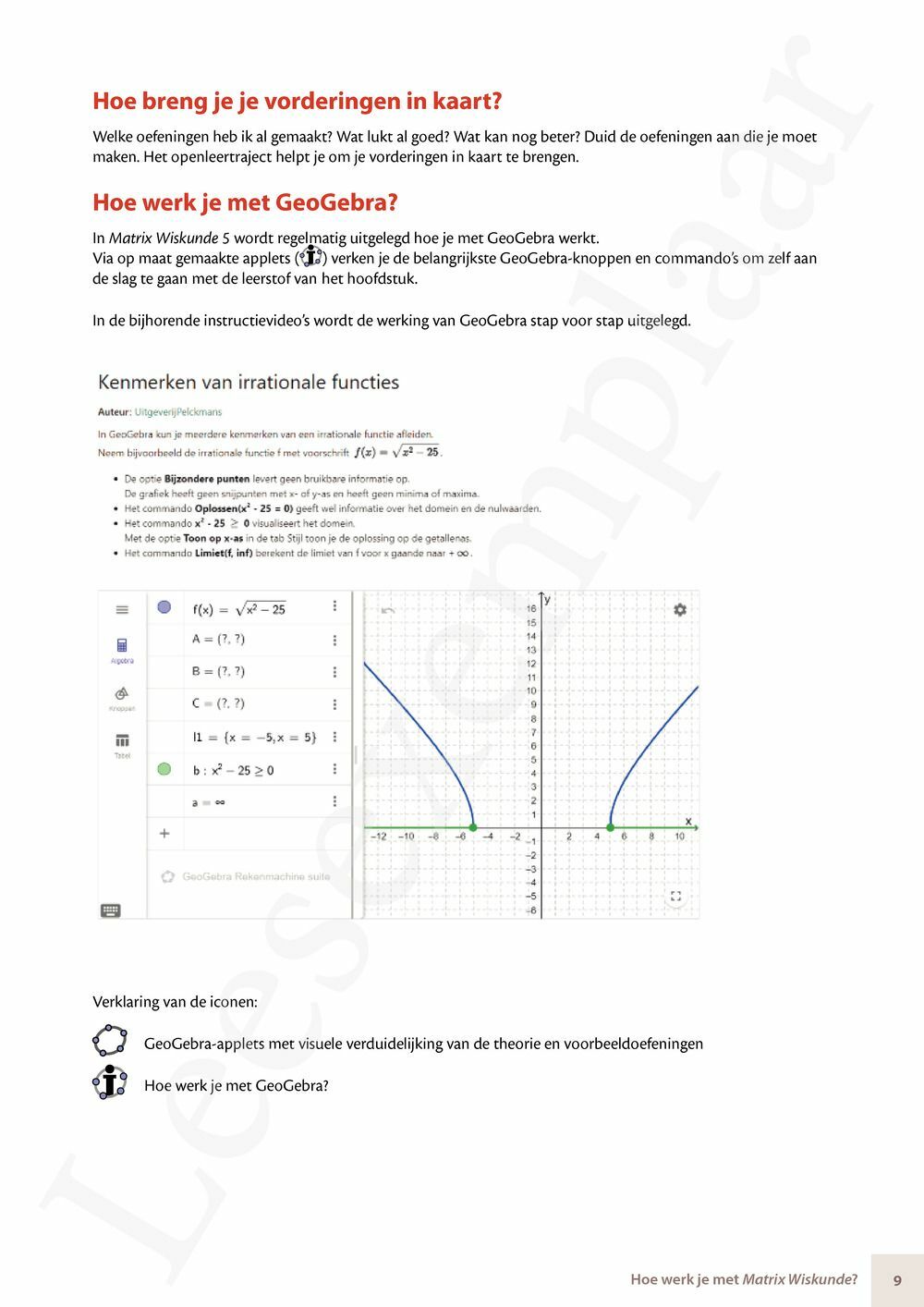 Preview: Matrix Wiskunde 5 Analyse deel 1: functieonderzoek Doorstroom Wetenschappen, Doorstroom Economie Handboek (incl. Pelckmans Portaal)