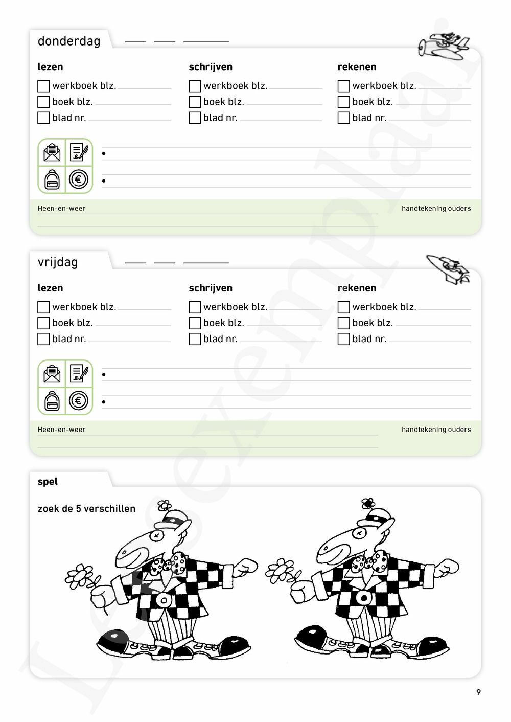 Preview: Schoolagenda eerste leerjaar