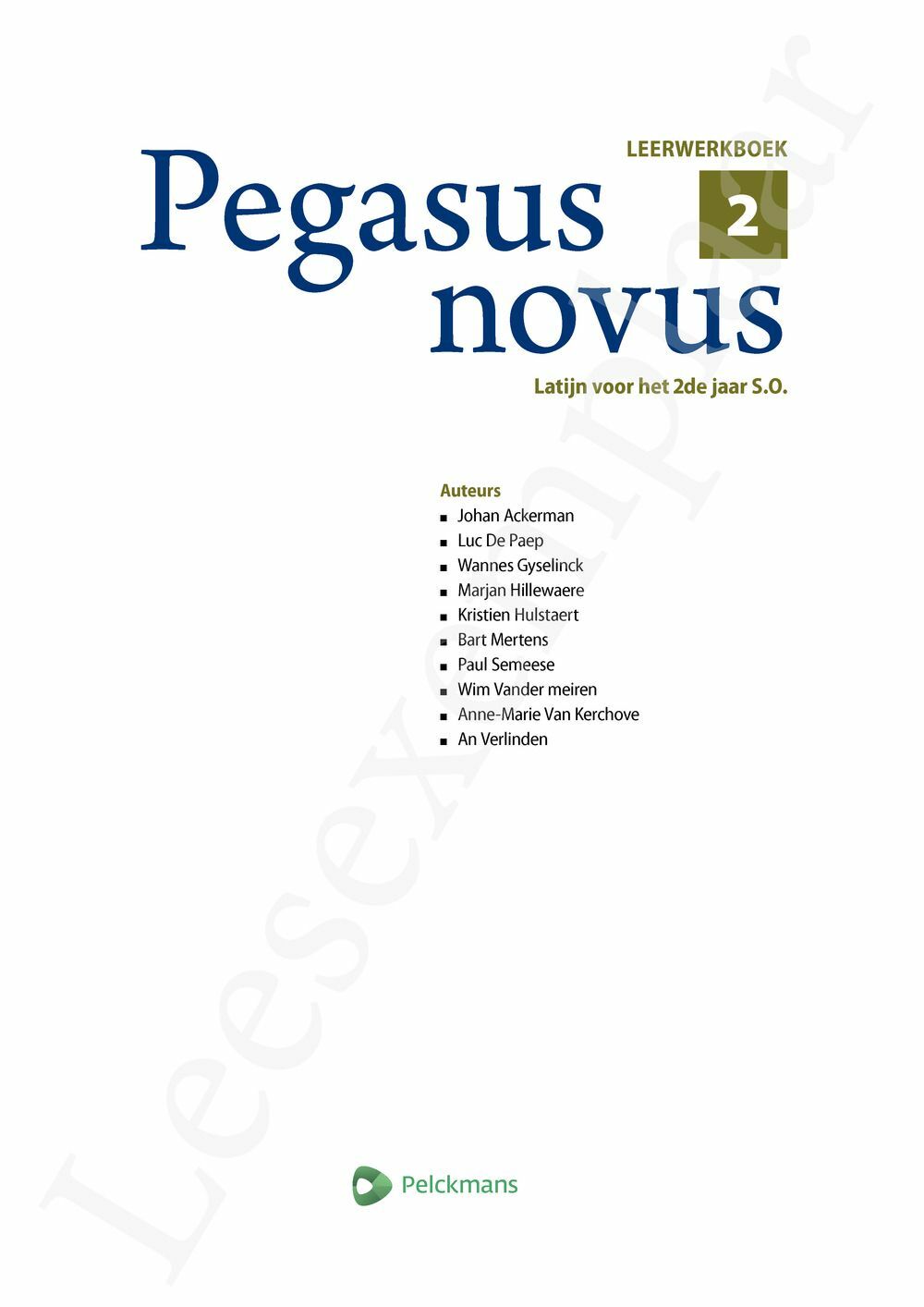 Pegasus Novus 2 Leerwerkboek (incl. Woordenlijst, Cultuurkatern En ...