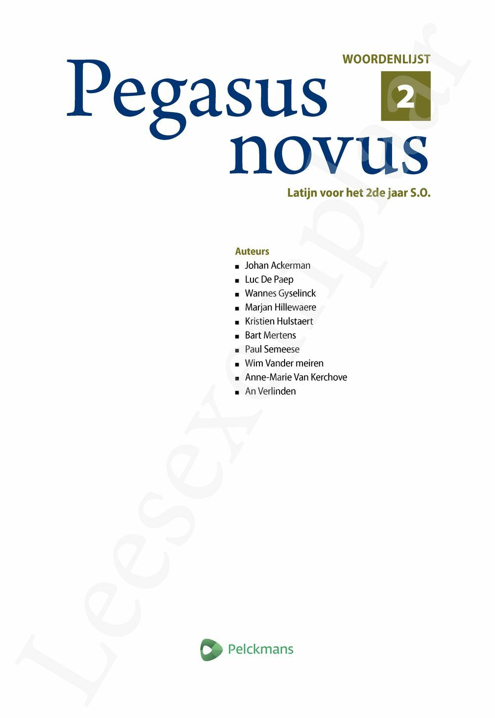 Pegasus Novus 2 Woordenlijst – Latijn | Pelckmans